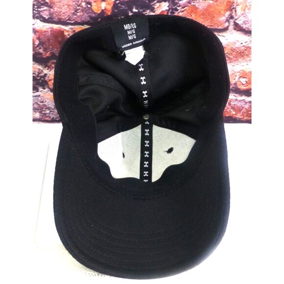 Under Armour Black Mesh Fitted Hat M/L Polyester Stretch Fit - Picture 4 of 6